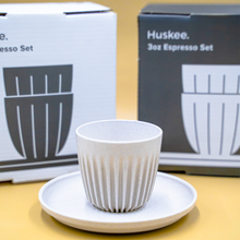 Huskee Cup 3OZ Espresso Cup with Saucer (Charcoal/Natural)