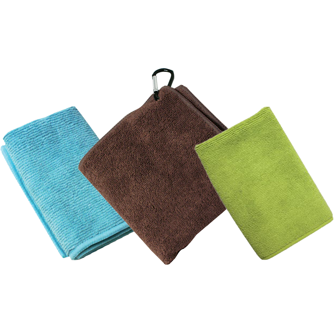 CAFEMASY Microfiber Barista Towels 4 Pack - 11.8x11.8 Inches, Waffle Weave, With Hook (Grey & Brown)